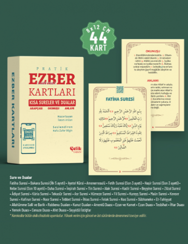 Kısa Sureler ve Dualar;Ezber Kartları | İkram Arslan | Çelik Yayınevi