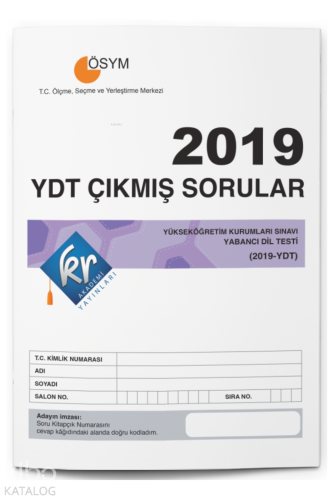 KR Akademi Yayınları 2019 YDT Çıkmış Sorular Tıpkı Basım Kitapçığı | K