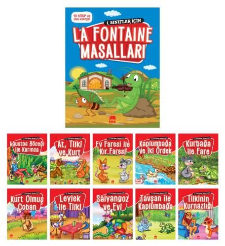 Ezop Masalları Seti (10 Kitap Takım - Küçük Boy); 1. ve 2. Sınıflar İç