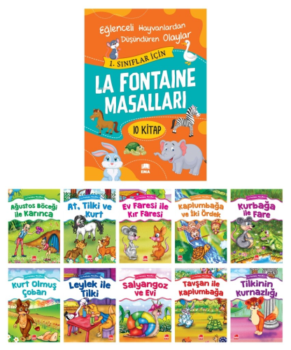 La Fontaine Masalları (10 Kitap Takım - Büyük Boy) | Jean De La Fontai