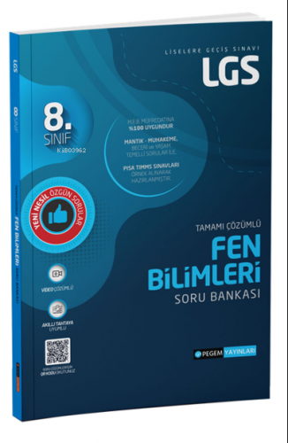 LGS Fen Bilimleri Tamamı Çözümlü Soru Bankası | Kolektif | Pegem Akade