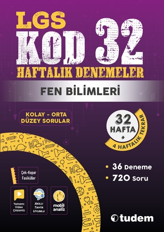 LGS Kod 32 Haftalık Denemeler Fen Bilimleri | Kolektif | Tudem Yayınla