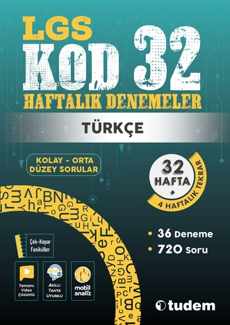 LGS Kod 32 Haftalık Denemeler Türkçe | Kolektif | Tudem Yayınları - Sı