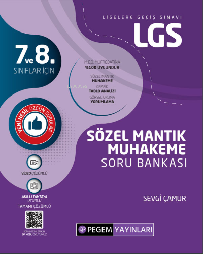 LGS Sözel Mantık Muhakeme Soru Bankası | Sevgi Çamur | Pegem Akademi Y