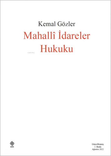 Mahalli İdareler Hukuku | Kemal Gözler | Ekin Kitabevi Yayınları