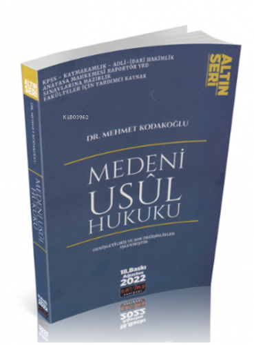 Medeni Usul Hukuku Konu Anlatımlı | Mehmet Kodakoğlu | Savaş Yayınevi