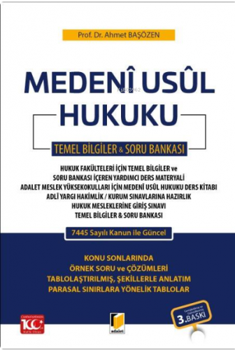 Medeni Usul Hukuku Temel Bilgiler & Soru Bankası | Ahmet Başözen | Ada