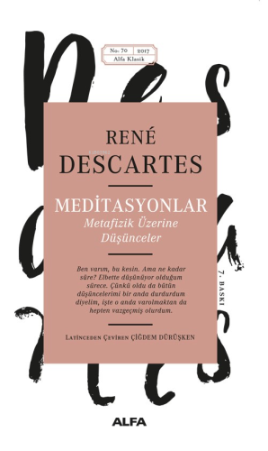 Meditasyonlar | Rene Descartes | Alfa Basım Yayım Dağıtım