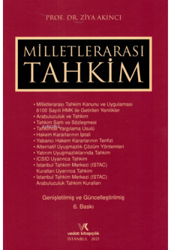 Milletlerarası Tahkim | Ziya Akıncı | Vedat Kitapçılık