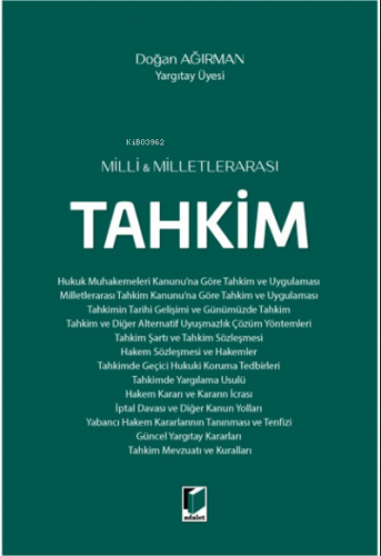 Milli & Milletlerarası Tahkim | Doğan Ağırman | Adalet Yayınevi