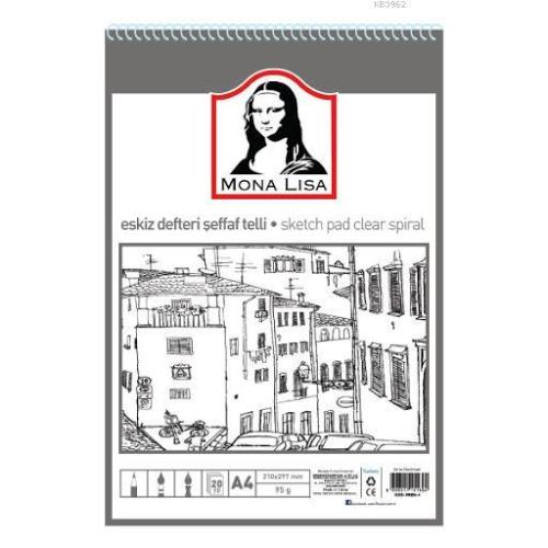 Mona Lisa Eskiz Defteri Şeffaf Telli A4 95 gr 20yp | | Karışık Eksikle