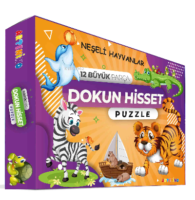 Neşeli Hayvanları 12 Büyük Parça Dokun Hisset Puzzle | | Artenino Hobi