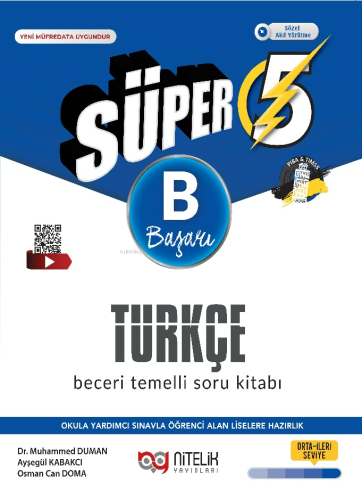 Nitelik 5.Sınıf Süper Türkçe(B) Beceri Temelli Soru Kitabı | Muhammed 