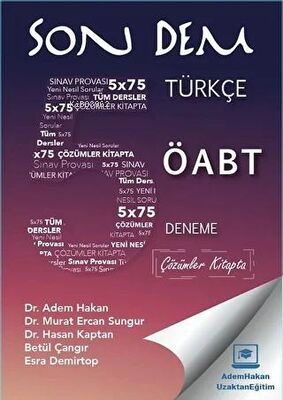 ÖABT Türkçe Öğretmenliği Son Dem 5 Deneme Çözümlü | Kolektif | Adem Ha