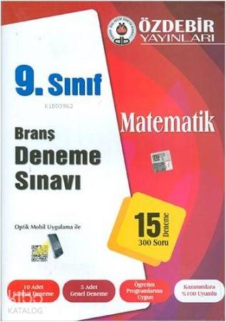 Özdebir 9.Sınıf Matematik Branş Deneme Sınavı | Kolektif | Özdebir Yay