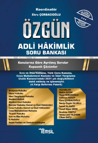 Özgün Adli Hakimlik Soru Bankası | Ebru Çorbacıoğlu | Temsil Kitap