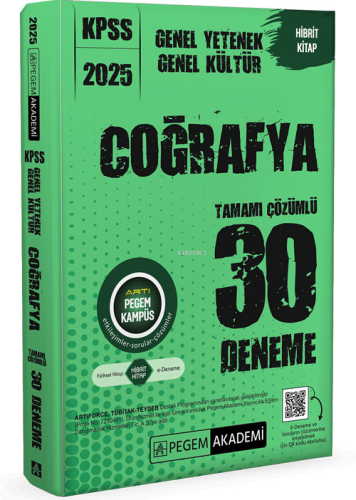 Pegem 2025 KPSS Genel Yetenek Genel Kültür Coğrafya Tamamı Çözümlü 30 