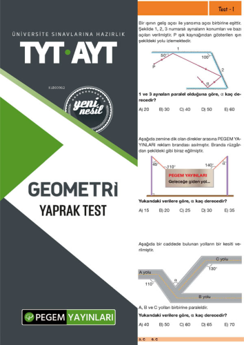 Pegem Akademi Yayıncılık TYT-AYT Geometri Yaprak Test | Kolektif | Peg