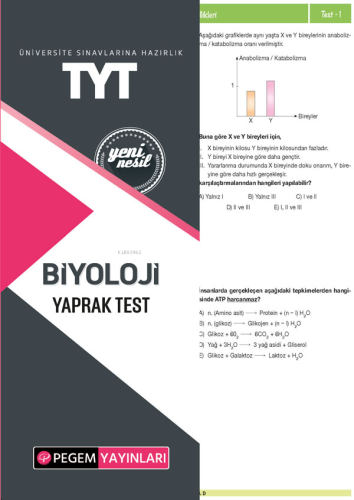 Pegem Akademi Yayıncılık TYT Biyoloji Yaprak Test | Kolektif | Pegem A