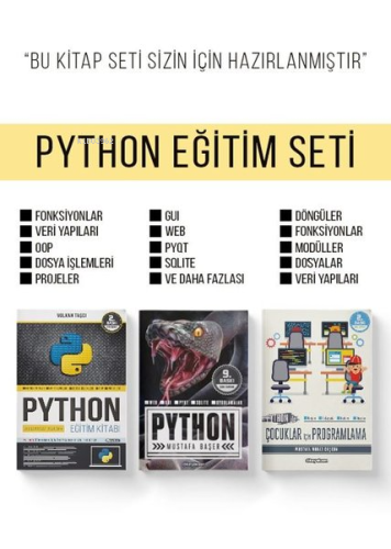 Python Eğitim Seti - 3 Kitap Takım | Mustafa Başer | Dikeyeksen Yayıne