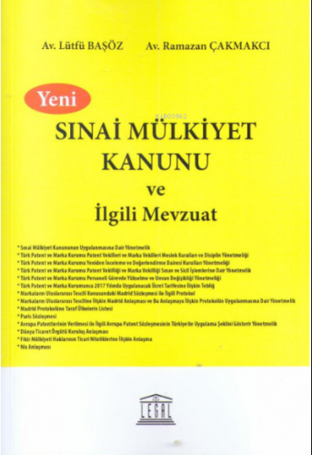 Sınai Mülkiyet Kanunu ve İlgili Mevzuat | Lütfü Başöz | Legal Yayıncıl