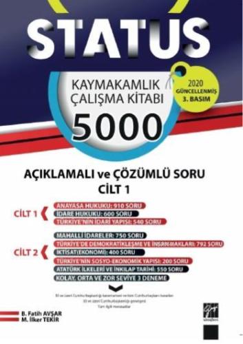 Status kaymakamlık Çalışma Kitabı 5000 Açıklamalı Çözümlü Soru 2 Cilt 