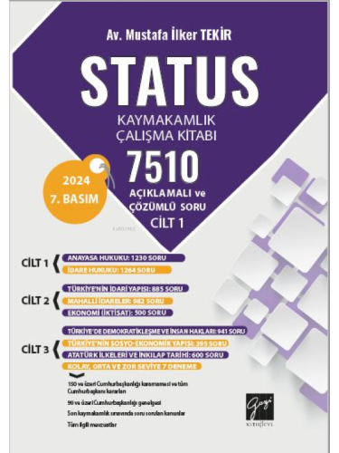 Status Kaymakamlık Çalışma Kitabı 7510 Açıklamalı Ve Çözümlü Soru | M.