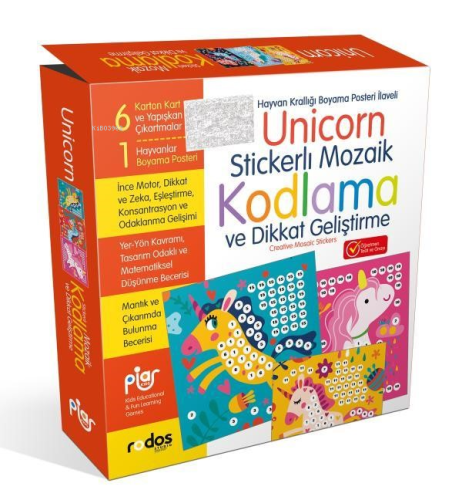 Unicorn Stickerlı Mozaik Kodlama ve Dikkat Geliştirme Oyun Seti | Kole