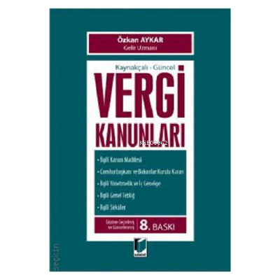 Vergi Kanunları | Özkan Aykar | Adalet Yayınevi