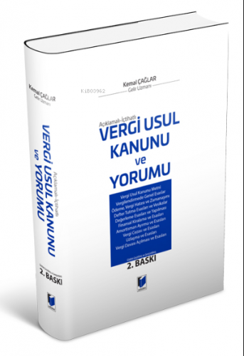 Vergi Usul Kanunu ve Yorumu | Kemal Çağlar | Adalet Yayınevi