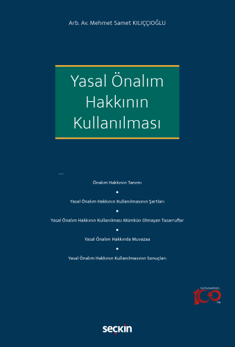 Yasal Önalım Hakkının Kullanılması | Mehmet Samet Kılıççıoğlu | Seçkin