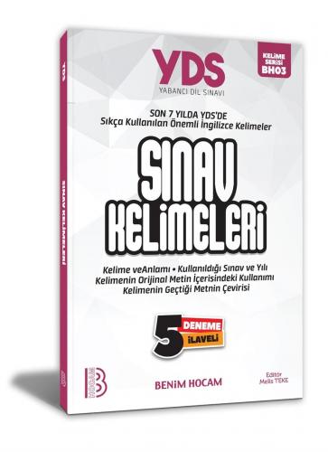 YDS Sınav Kelimeleri 5 Deneme İlaveli Benim Hocam Yayınları | Melis Te