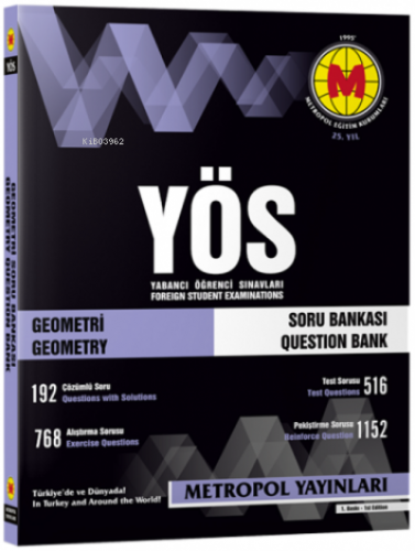 YÖS Geometri Soru Bankası (Başlangıç Seviyesi) | Kolektif | Metropol Y