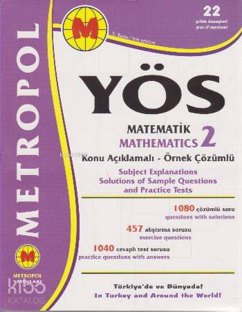 YÖS Matematik 2 Konu Açıklamalı Örnek Çözümlü | Kolektif | Metropol Ya